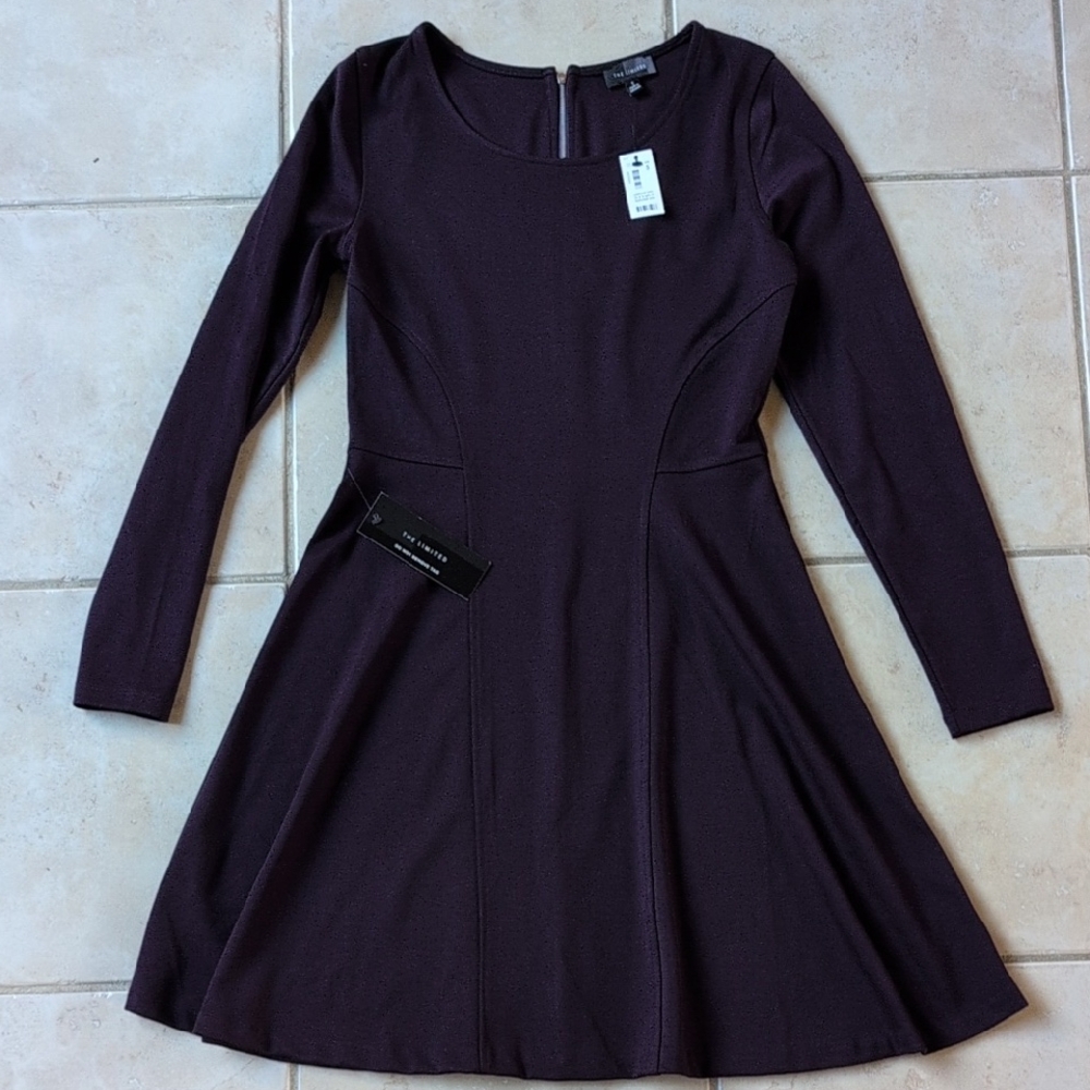 The Limited Dark Purple Long Sleeve Dress